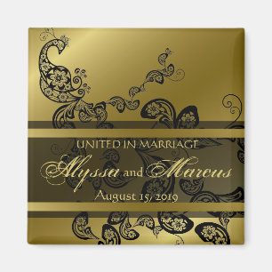 Vintager Chic-eleganter Blumenpfau Save the Date Magnet