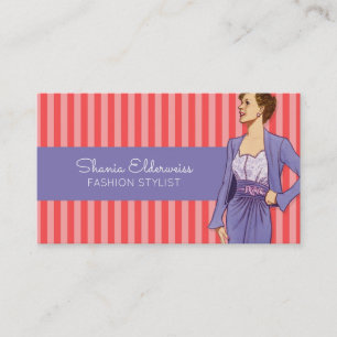 Vintager Chic-Mode-Designer-Stylist-Rosa-Streifen Visitenkarte