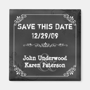 Vintager Chic-Tafel-Blick, der Save the Date Magnet