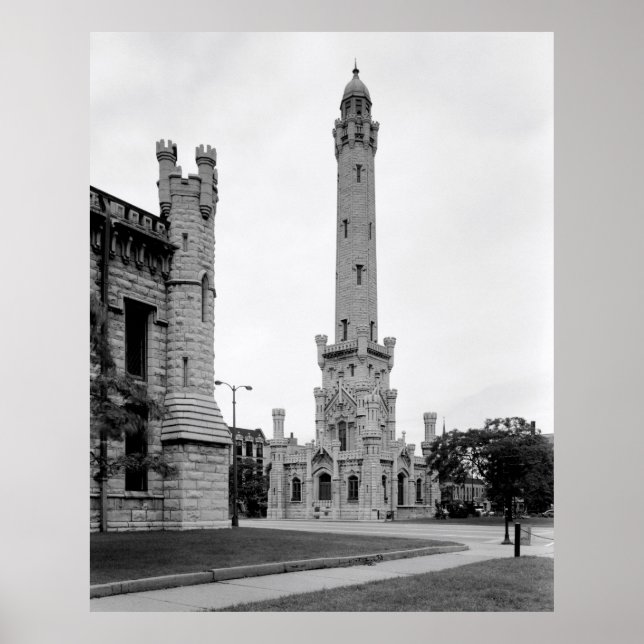 VINTAGER CHICAGO-WASSERTURM 1933 POSTER (Vorne)