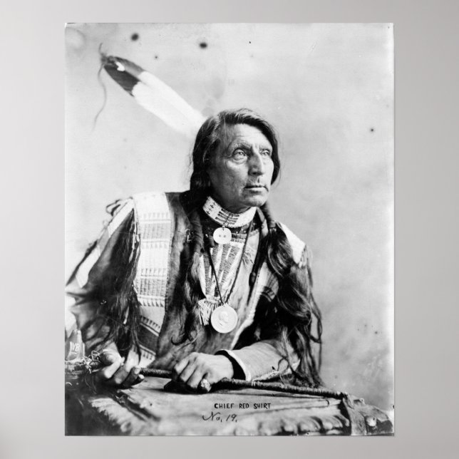 Vintager Chief Red Shirt Native American Fotografy Poster (Vorne)