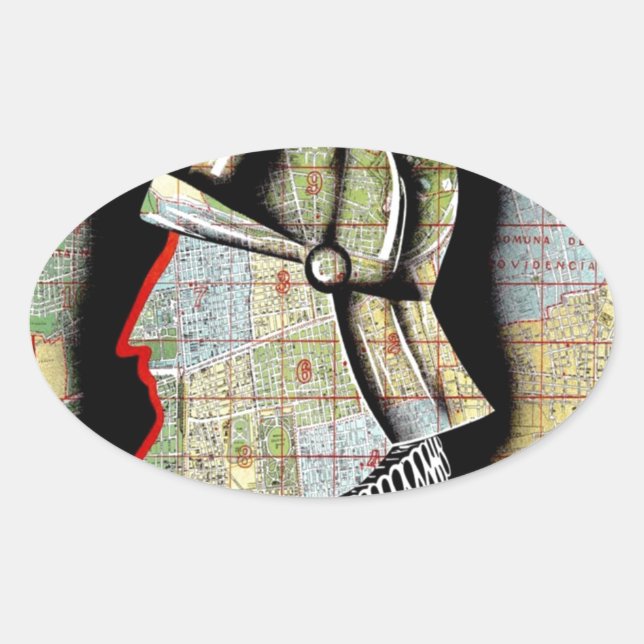 Vintager Chile Santiago Travel Ovaler Aufkleber (Vorderseite)