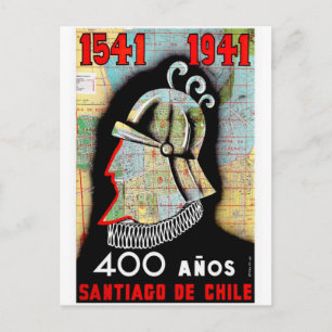 Vintager Chile Santiago Travel Postkarte