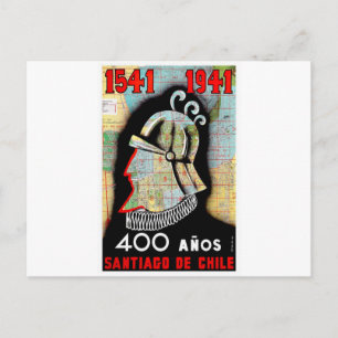 Vintager Chile Santiago Travel Postkarte