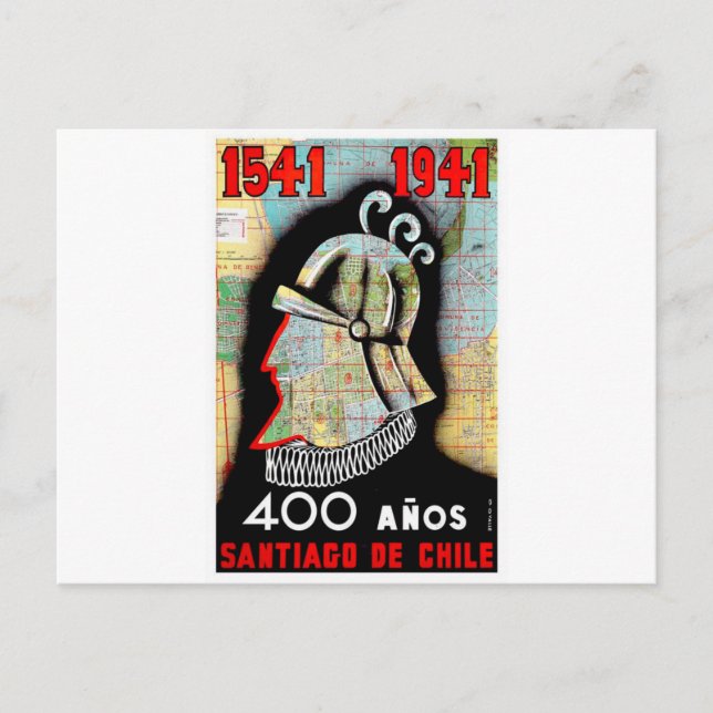 Vintager Chile Santiago Travel Postkarte (Vorderseite)