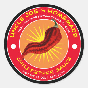 Vintager Chili Pepper Sauce Runder Aufkleber