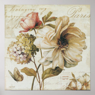 Vintager Chinese Rose Poster