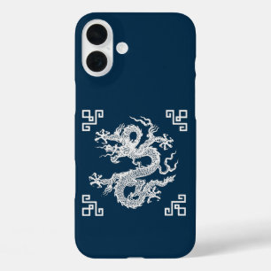 Vintager chinesischer Drache in Weiß iPhone 16 Plus Hülle