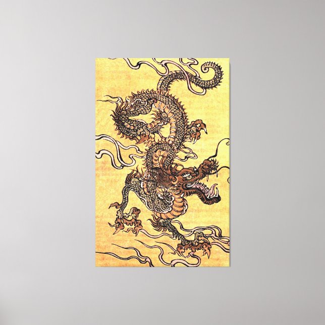 Vintager chinesischer Drache-Leinwand-Druck Leinwanddruck (Vorderseite)