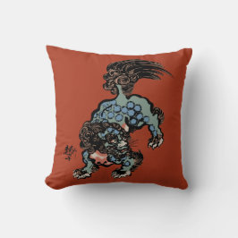 Vintager chinesischer Shi Lion auf chinesisch-rot Kissen