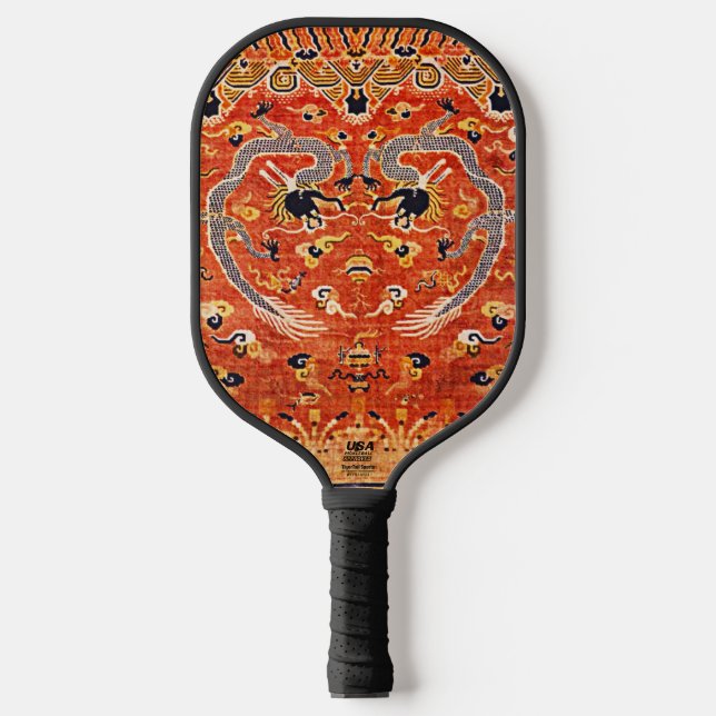 "Vintager chinesischer Tempelrug Art" Pickleball Schläger (Vorderseite)