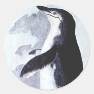 Vintager Chinstrap Pinguin, Vögel aus der Antarkti Runder Aufkleber