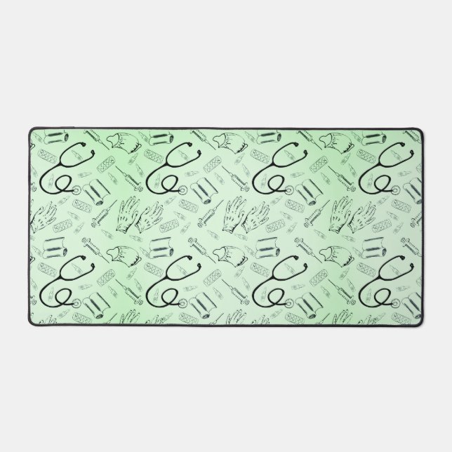 Vintager Chirurg - grünes ärztliches Muster Schreibtischunterlage (Vorderseite)