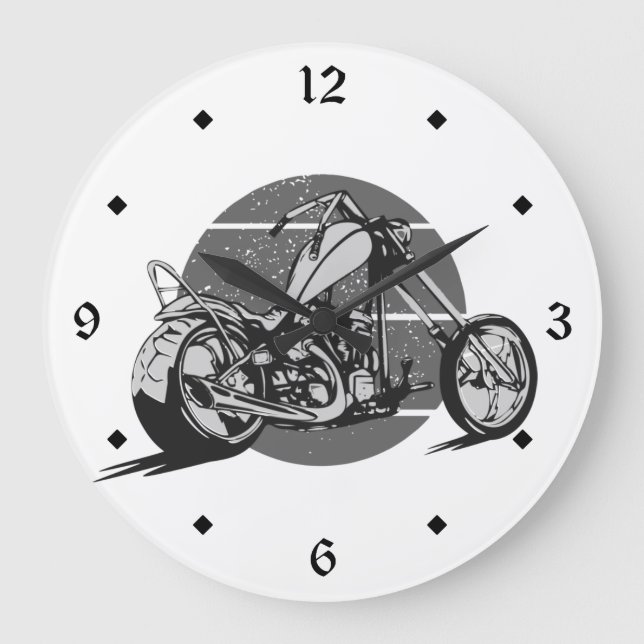 Vintager Chopper Große Wanduhr (Vorderseite)