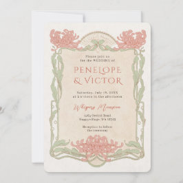 Vintager Chrysanthemum Rahmen Hochzeitsempfang Einladung