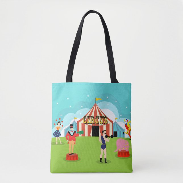 Vintager Circus All-over-Drucktasche (Vorderseite)