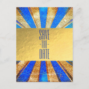 Vintager Circus Carnival Royal Blue Gold Fossil Pa Ankündigungspostkarte