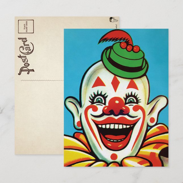 Vintager Circus Clown Art Postkarte (Vorne/Hinten)