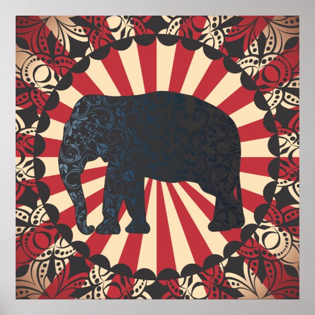 Vintager Circus Elephant Free Mandarin Circle zu Poster (Vorne)