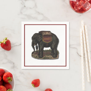 Vintager Circus Elephant Jumbo Retro Card Cutout Serviette