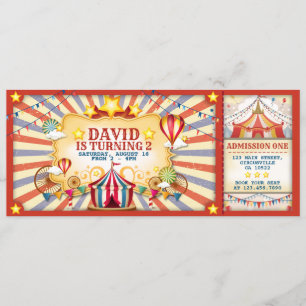 Vintager Circus Geburtstagsschein Einladung