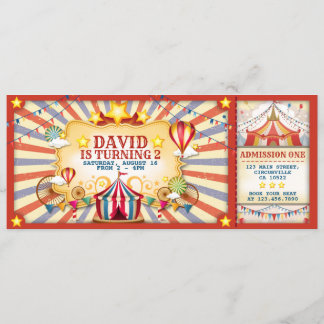 Vintager Circus Geburtstagsschein Einladung