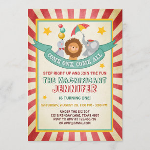 Vintager Circus-Karneval Einladung