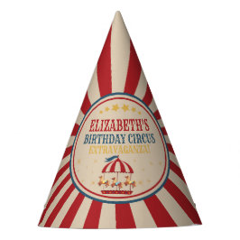 Vintager Circus Karneval Red und Blue Birthday Hat Partyhütchen