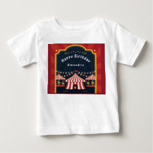 Vintager Circus Karneval Rotes Glück Geburtstagsz Baby T-shirt