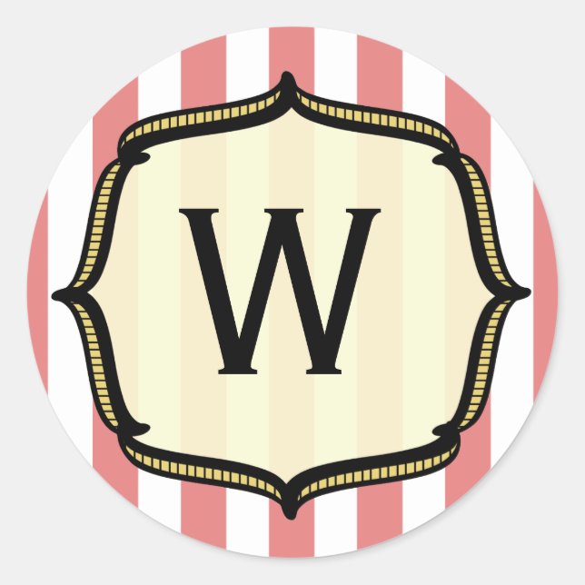 Vintager Circus Monogramm Sticker (Vorderseite)
