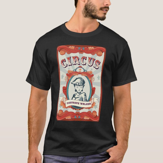 Vintager Circus Stab Abzeichen Funambulismus Tight T-Shirt (Vorderseite)