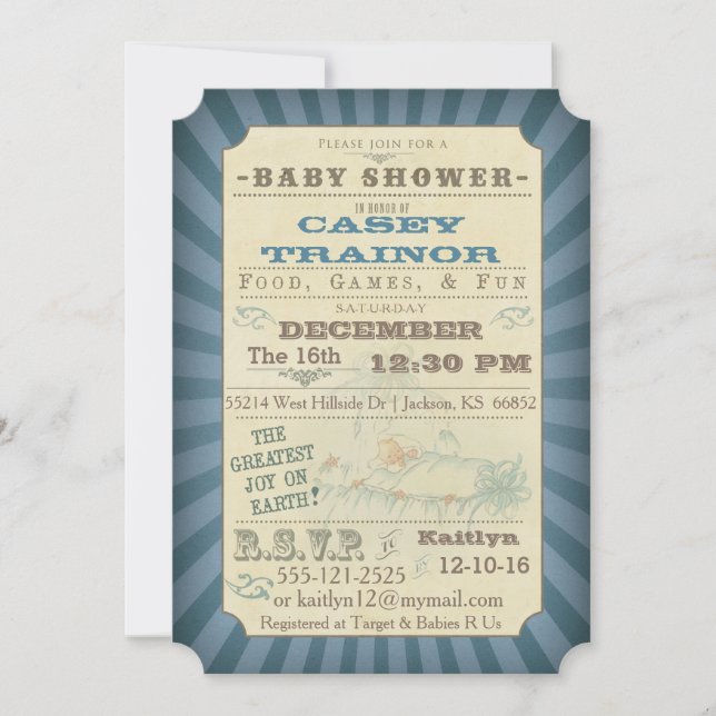 Vintager Circus Ticket Baby Shower Einladung (Vorderseite)