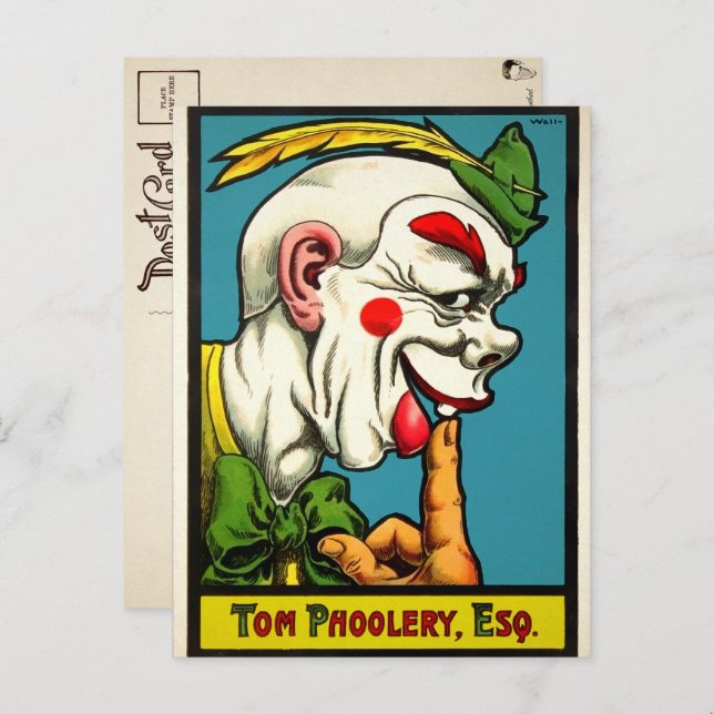 Vintager Clown Art Postkarte (Vorne/Hinten)