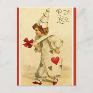 Vintager Clown in Liebe Postkarte