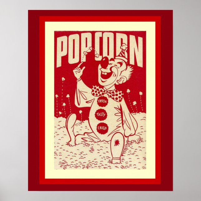Vintager Clown mit Popcorn Poster (Vorne)