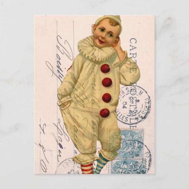 Vintager Clown Postkarte Digitale Kunst (Vorderseite)