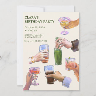 Vintager Cocktail zum Geburtstag Einladung