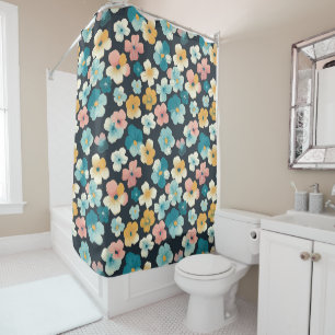 Vintager Coesscore Florals in Blau und Gelb Duschvorhang