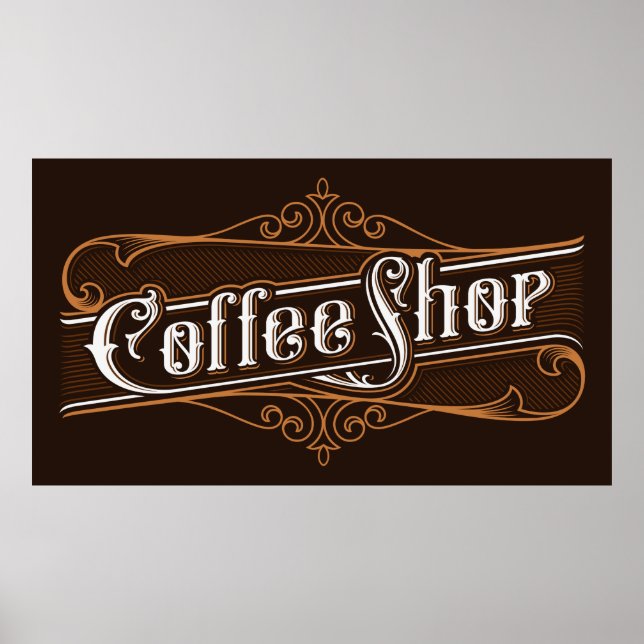 Vintager Coffee Shop Beschriftung Poster (Vorne)
