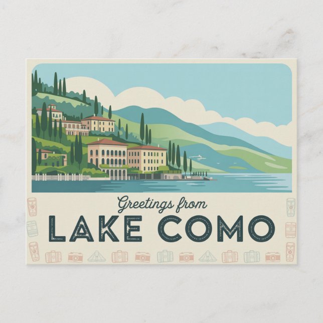 Vintager Comer See Postkarte | Grüße aus (Vorderseite)