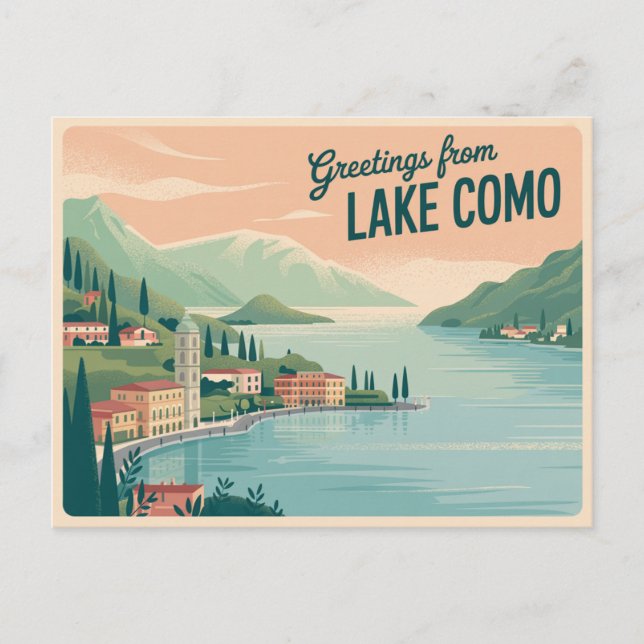 Vintager Comer See Postkarte | Grüße aus (Vorderseite)