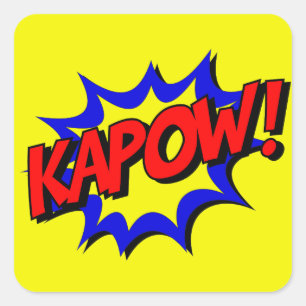 Vintager Comic-Buch Kapow Onomatopoeia Quadratischer Aufkleber