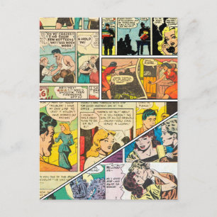 Vintager Comic Layout Boxing Journalist Romance  Ankündigungspostkarte