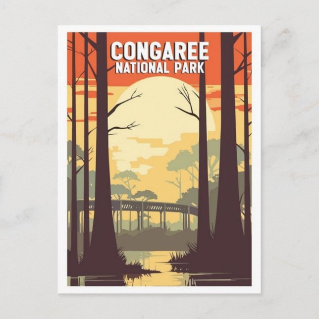 Vintager Congaree Nationalpark Süd Carolina Postkarte (Vorderseite)