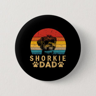Vintager Cooler Shorkie Vater Hund liebt Paw Print Button
