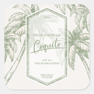 Vintager Coquito Tropical Palm Tree Quadratischer Aufkleber