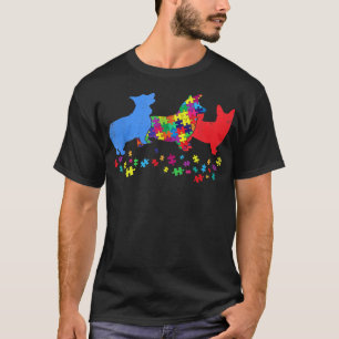 Vintager Corgi Puzzle Autismus Bewusstsein Hund Lo T-Shirt