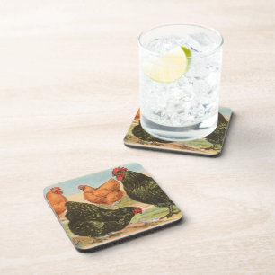 Vintager Cork-Untersetzer "Orpington Chicken" Getränkeuntersetzer
