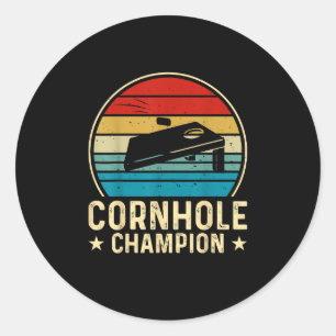 Vintager Cornhole Player Funny Cornhole Champion Runder Aufkleber