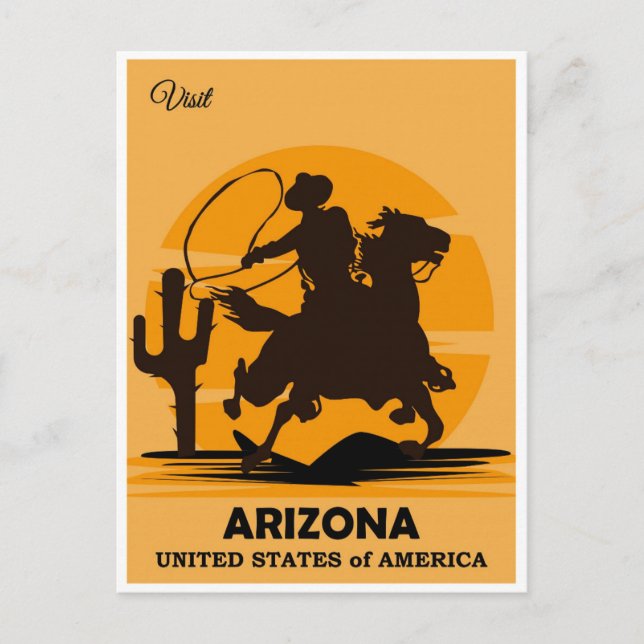 Vintager Cowboy Besuchen Arizona Postkarte (Vorderseite)